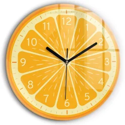 Horloge murale Wallfluent fi60 cm Aiguilles noires Orange juteuse 1 pcs