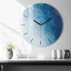Horloge murale Wallfluent fi60 cm Aiguilles noires Dégradé bleu 1 pcs