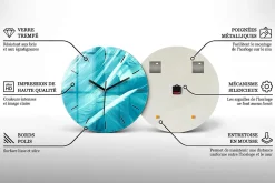 Horloge murale Wallfluent fi60 cm Aiguilles noires Dégradé bleu 1 pcs