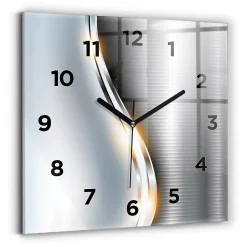 Horloge murale Wallfluent 30x30 cm Avec chiffres Aiguilles noires Abstraction métallique 1 pcs