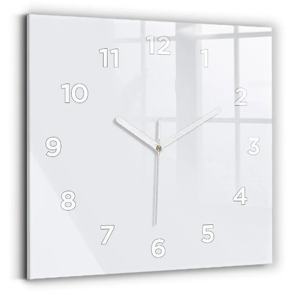Horloge murale Wallfluent 30x30 cm Avec chiffres Aiguilles blanches Blanc 1 pcs