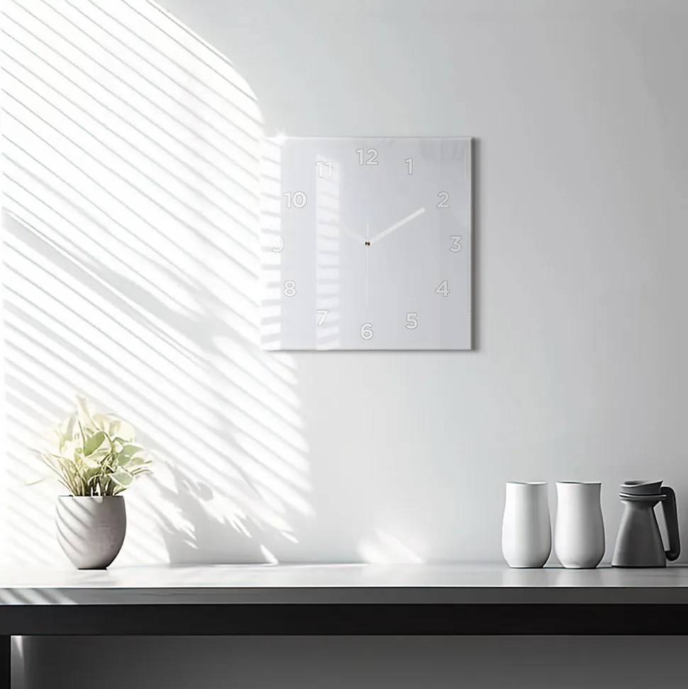 Horloge murale Wallfluent 30x30 cm Avec chiffres Aiguilles blanches Blanc 1 pcs