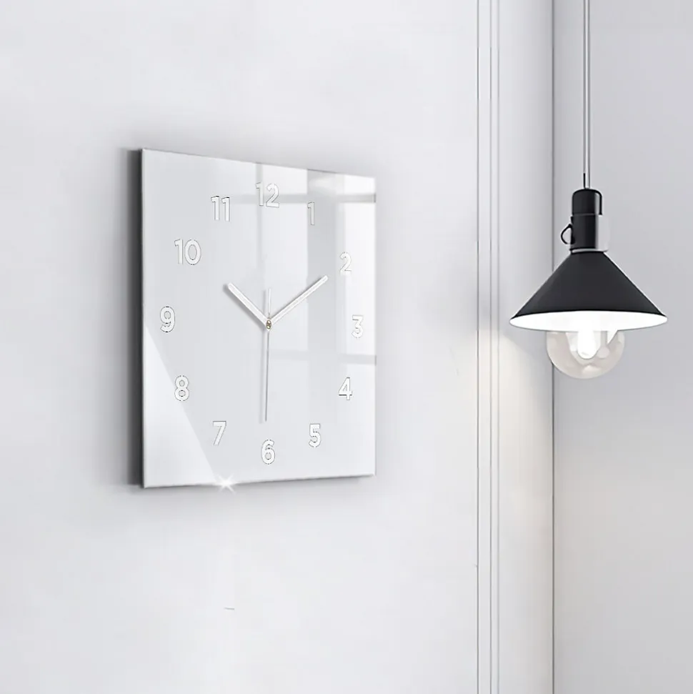 Horloge murale Wallfluent 30x30 cm Avec chiffres Aiguilles blanches Blanc 1 pcs