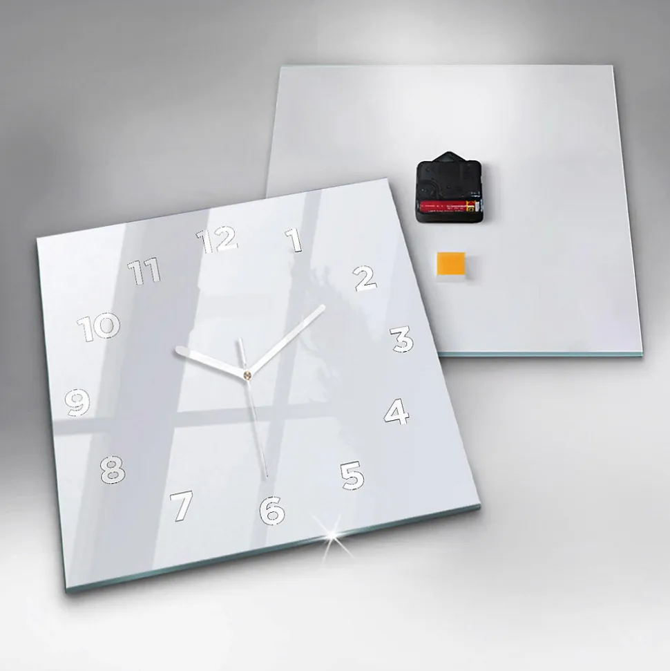 Horloge murale Wallfluent 30x30 cm Avec chiffres Aiguilles blanches Blanc 1 pcs