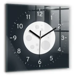 Horloge murale Wallfluent 60x60 cm Aiguilles noires Pleine Lune 1 pcs
