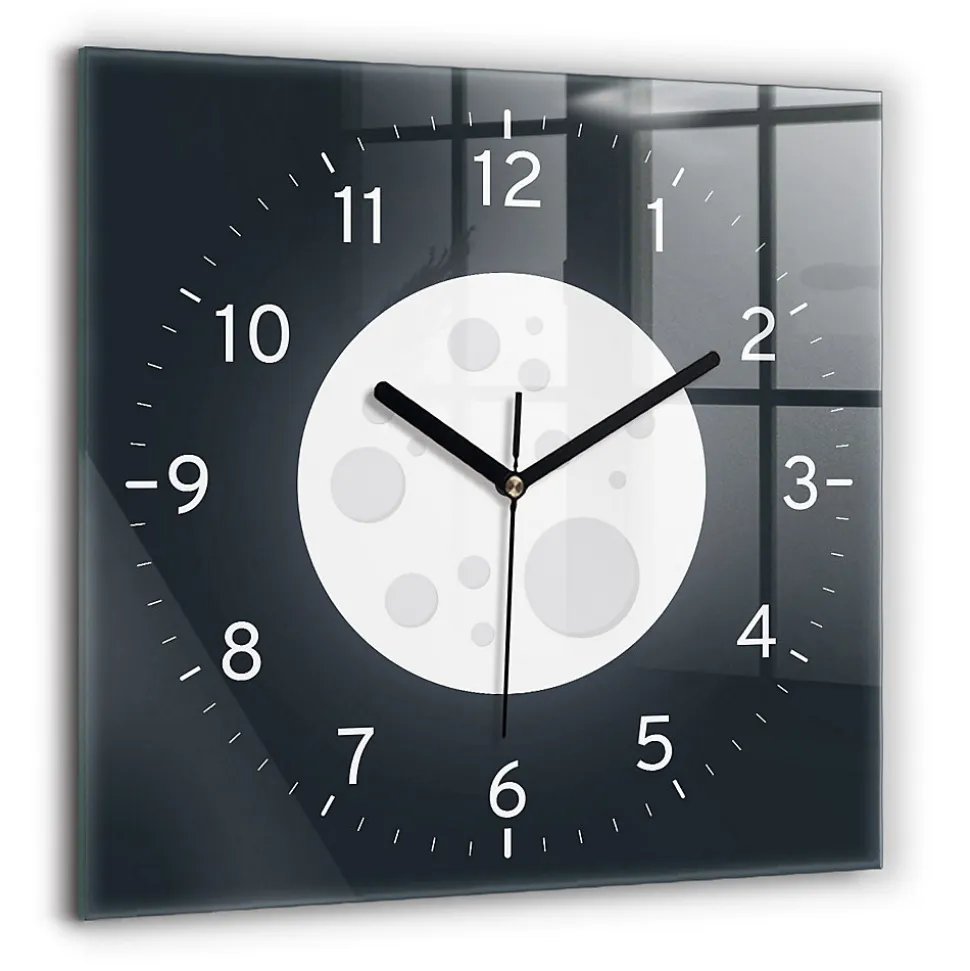 Horloge murale Wallfluent 60x60 cm Aiguilles noires Pleine Lune 1 pcs