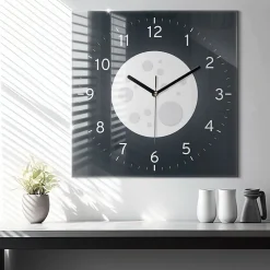Horloge murale Wallfluent 60x60 cm Aiguilles noires Pleine Lune 1 pcs