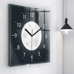 Horloge murale Wallfluent 60x60 cm Aiguilles noires Pleine Lune 1 pcs