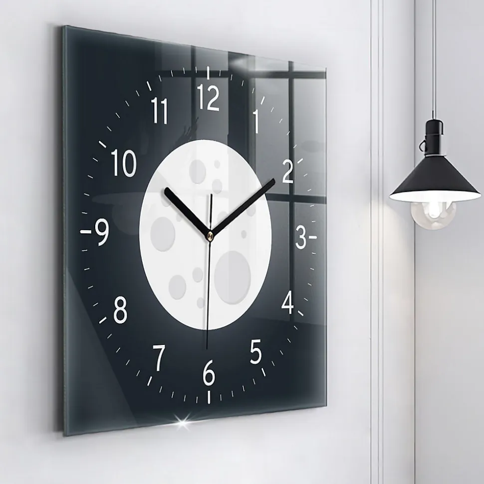Horloge murale Wallfluent 60x60 cm Aiguilles noires Pleine Lune 1 pcs