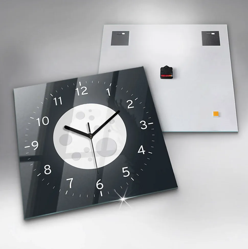 Horloge murale Wallfluent 60x60 cm Aiguilles noires Pleine Lune 1 pcs