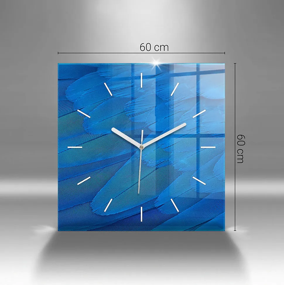 Horloge murale Wallfluent 60x60 cm Aiguilles blanches Lignes noires et argentées 1 pcs
