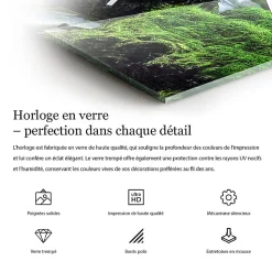 Horloge murale Wallfluent 60x60 cm Aiguilles blanches Lignes noires et argentées 1 pcs