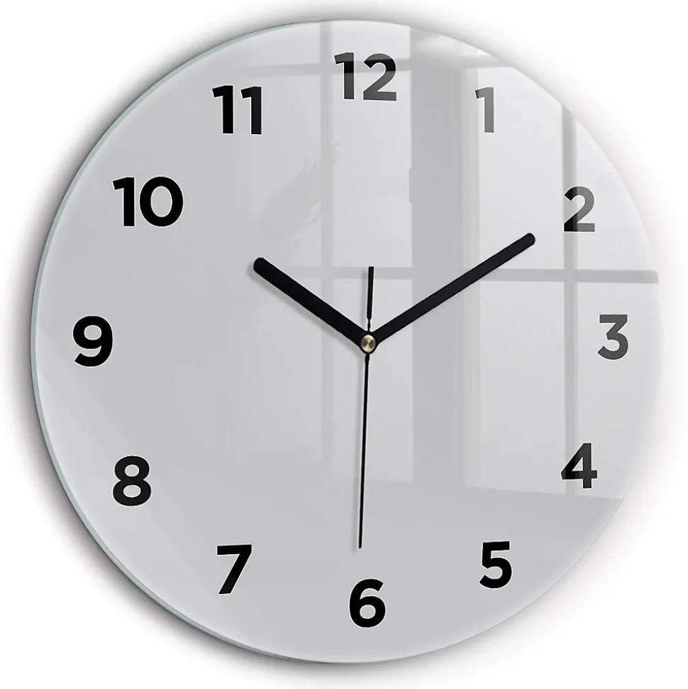 Horloge murale Wallfluent fi60 cm Avec chiffres Aiguilles noires Gris clair 1 pcs