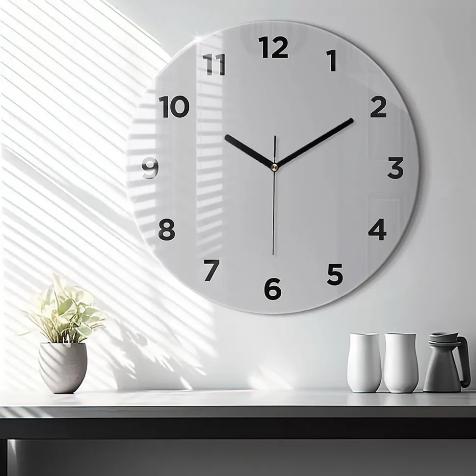 Horloge murale Wallfluent fi60 cm Avec chiffres Aiguilles noires Gris clair 1 pcs