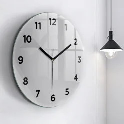 Horloge murale Wallfluent fi60 cm Avec chiffres Aiguilles noires Gris clair 1 pcs