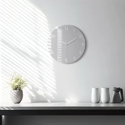 Horloge murale Wallfluent fi30 cm Avec chiffres Aiguilles blanches Gris clair 1 pcs