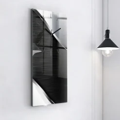 Horloge murale Wallfluent 30x60 cm Aiguilles noires Lignes noir et argent 1 pcs