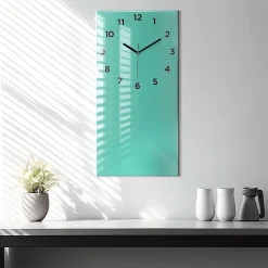 Horloge murale Wallfluent 30x60 cm Avec chiffres Aiguilles noires Turquoise 1 pcs