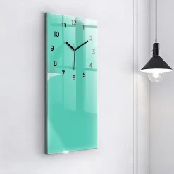 Horloge murale Wallfluent 30x60 cm Avec chiffres Aiguilles noires Turquoise 1 pcs