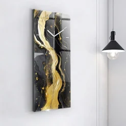 Horloge murale Wallfluent 30x60 cm Aiguilles blanches Marbre doré 1 pcs