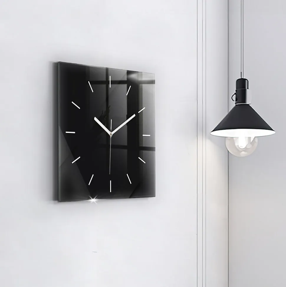 Horloge murale Wallfluent 30x30 cm Aiguilles blanches Mur sombre motif 1 pcs