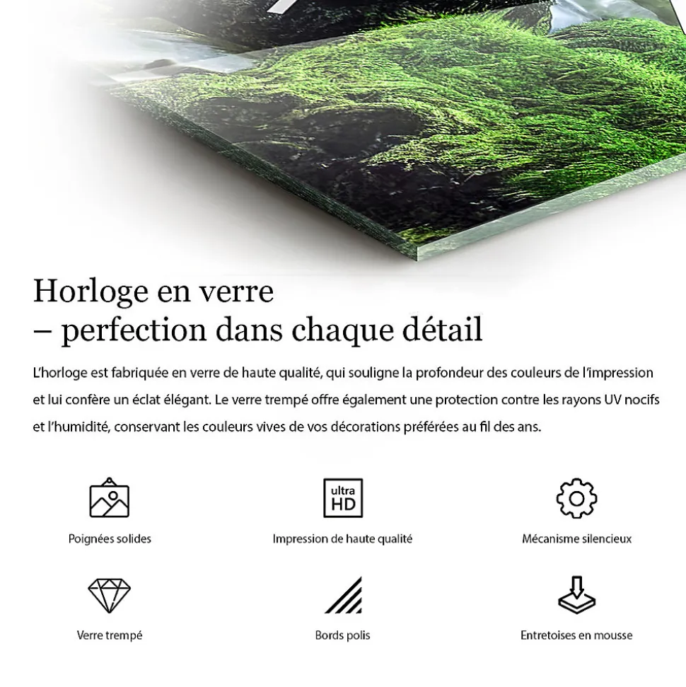 Horloge murale Wallfluent 30x30 cm Aiguilles blanches Mur sombre motif 1 pcs