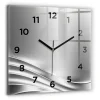 Horloge murale Wallfluent 60x60 cm Avec chiffres Aiguilles noires Abstraction argentée 1 pcs
