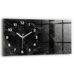 Horloge murale Wallfluent 60x30 cm Avec chiffres Aiguilles blanches Marbre foncé 1 pcs