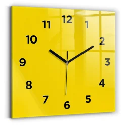 Horloge murale Wallfluent 30x30 cm Avec chiffres Aiguilles noires Jaune 1 pcs