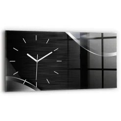 Horloge murale Wallfluent 60x30 cm Aiguilles blanches Lignes noires et argentées 1 pcs