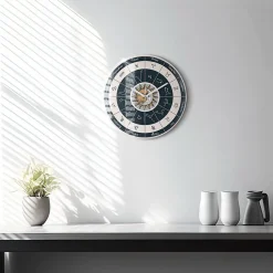 Horloge murale Wallfluent fi30 cm Aiguilles blanches Constellations et zodiaque 1 pcs