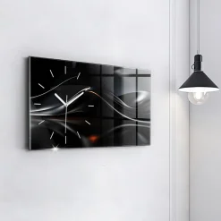 Horloge murale Wallfluent 60x30 cm Aiguilles blanches Abstraction 1 pcs