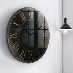 Horloge murale Wallfluent fi60 cm Aiguilles noires Chiffres romains anciens 1 pcs