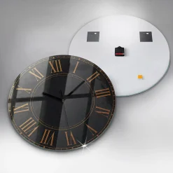 Horloge murale Wallfluent fi60 cm Aiguilles noires Chiffres romains anciens 1 pcs