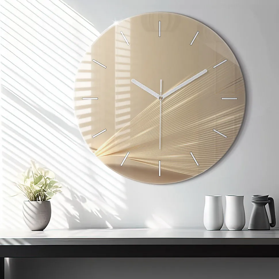Horloge murale Wallfluent fi60 cm Aiguilles blanches Lumière abstraite 1 pcs