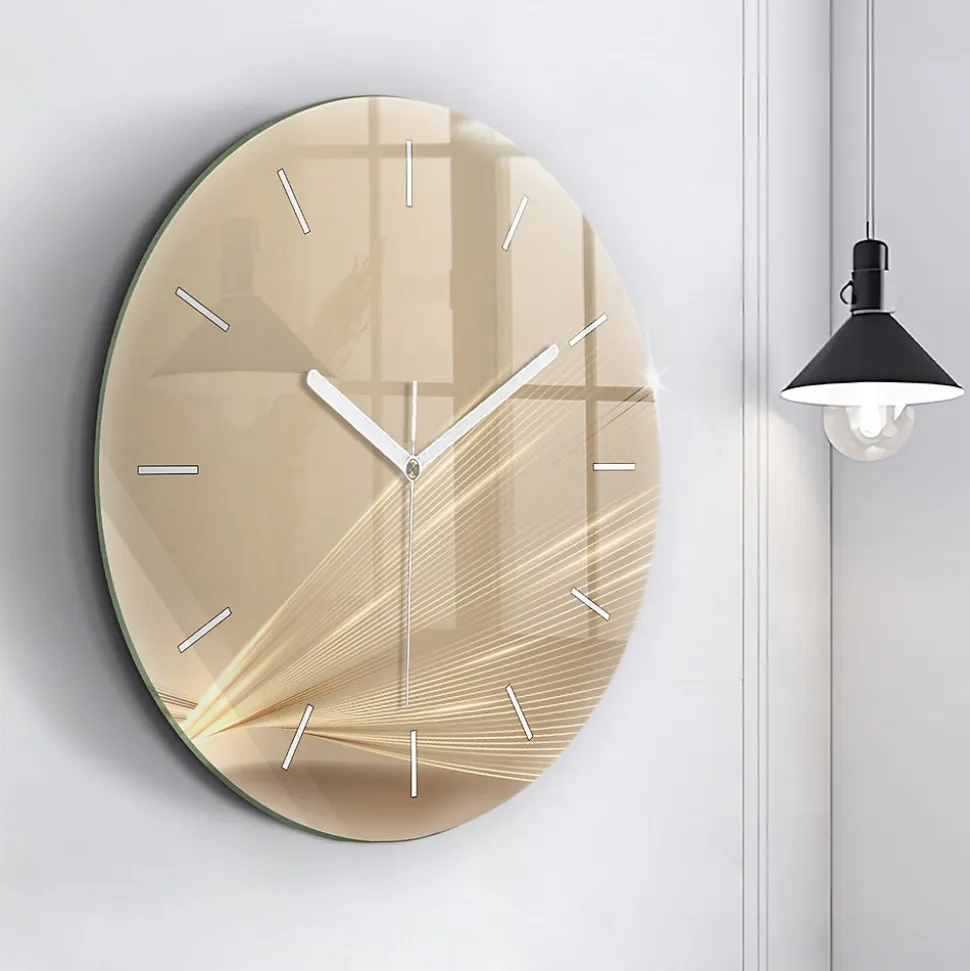 Horloge murale Wallfluent fi60 cm Aiguilles blanches Lumière abstraite 1 pcs