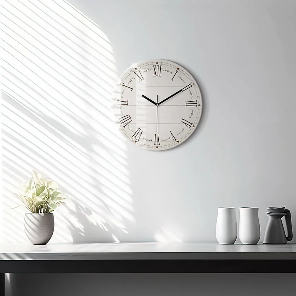 Horloge murale Wallfluent fi30 cm Aiguilles noires Chiffres romains 1 pcs