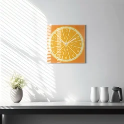 Horloge murale Wallfluent 30x30 cm Aiguilles blanches Orange juteuse 1 pcs