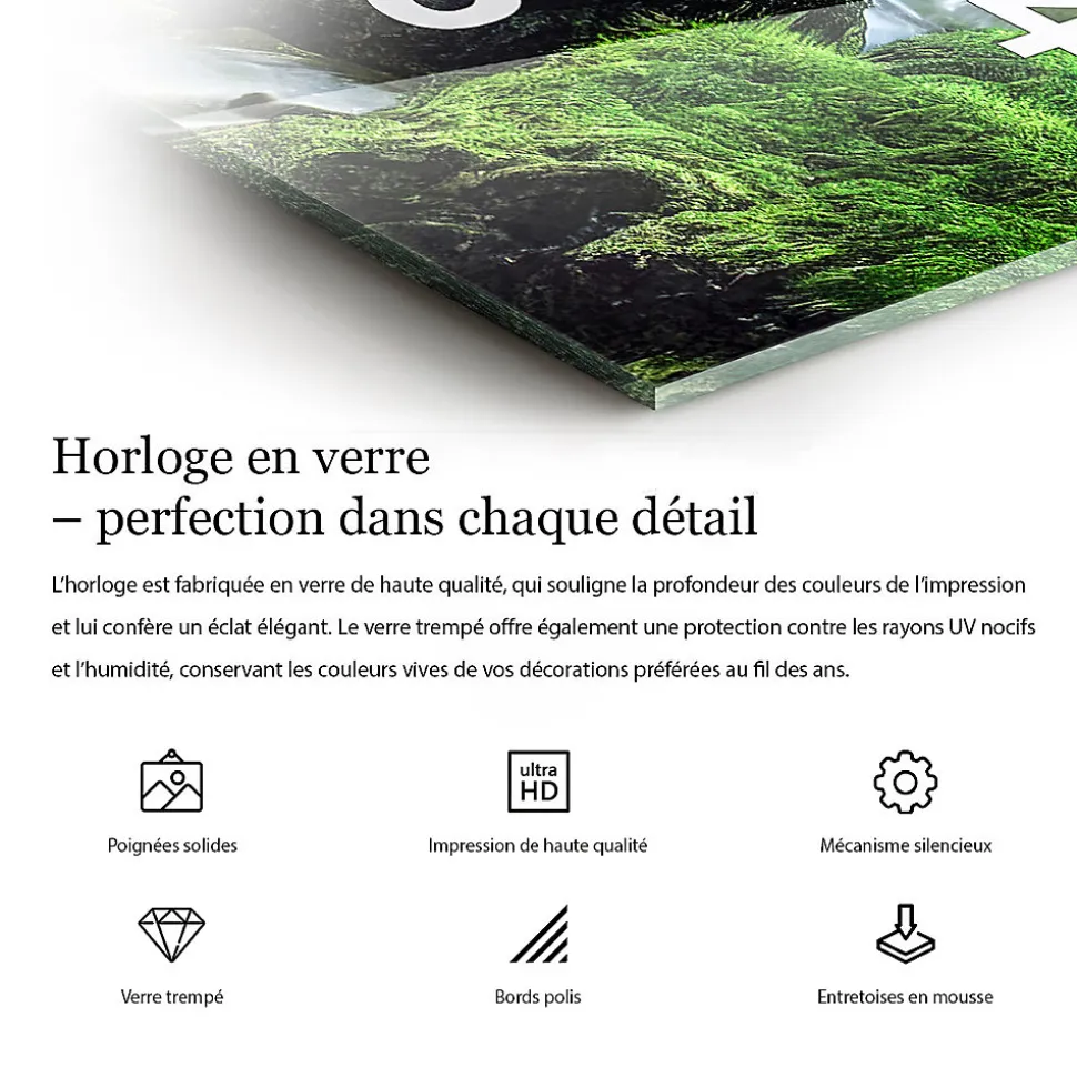 Horloge murale Wallfluent 60x60 cm Avec chiffres Aiguilles noires Marbre pastel 1 pcs