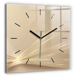 Horloge murale Wallfluent 60x60 cm Aiguilles noires Lumière abstraite 1 pcs