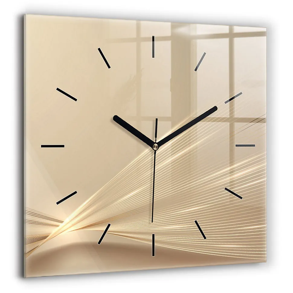 Horloge murale Wallfluent 60x60 cm Aiguilles noires Lumière abstraite 1 pcs