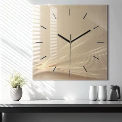 Horloge murale Wallfluent 60x60 cm Aiguilles noires Lumière abstraite 1 pcs