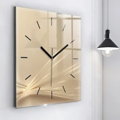 Horloge murale Wallfluent 60x60 cm Aiguilles noires Lumière abstraite 1 pcs