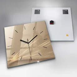 Horloge murale Wallfluent 60x60 cm Aiguilles noires Lumière abstraite 1 pcs