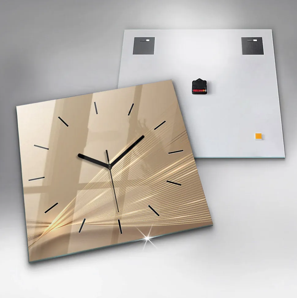 Horloge murale Wallfluent 60x60 cm Aiguilles noires Lumière abstraite 1 pcs