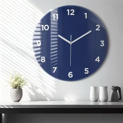 Horloge murale Wallfluent fi60 cm Avec chiffres Aiguilles blanches Bleu marine 1 pcs