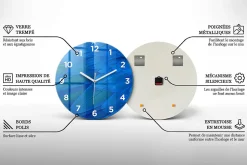 Horloge murale Wallfluent fi60 cm Avec chiffres Aiguilles blanches Bleu marine 1 pcs