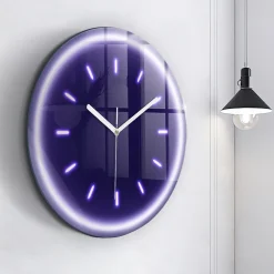 Horloge murale Wallfluent fi60 cm Aiguilles blanches Traits néon 1 pcs