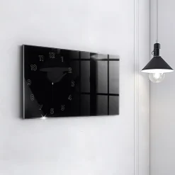 Horloge murale Wallfluent 60x30 cm Avec chiffres Aiguilles noires Noir 1 pcs
