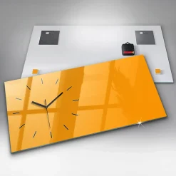 Horloge murale Wallfluent 60x30 cm Aiguilles noires Jaune doré 1 pcs